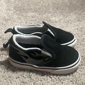 Vans off the wall Kids Black and White Slip-On Sneakers Toddler Size 6